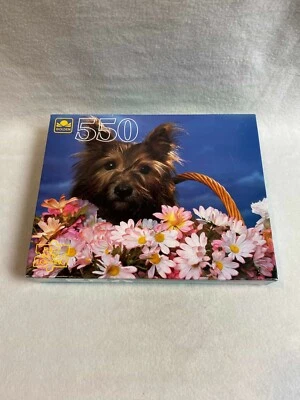 Golden Jigsaw Puzzle - 550 Pieces - Yorkshire Terrier Dog in Flower Basket - Image 1 of 4