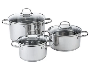 LIVARNO home Topfset Töpfe Schmortopf Gartopf Glasdeckel EDS kochen 3-Teilig - Bild 1 von 4
