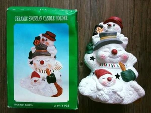 BRAND NEW Ceramic Snowman Tea Light Candle Holder ~ Christmas Ornament - Picture 1 of 3