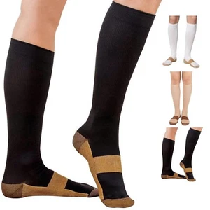 Nylon Compression Copper Sock Graduated Support Sports Medical Travel Nurse Gym - Picture 1 of 19