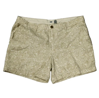 Old Navy 100% Cotton Floral Print Flat Front Chino Shorts Pockets White 12 - Image 1 of 4