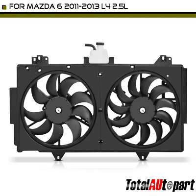 Ventilador de radiador doble de 1 pieza con conjunto de cubierta para Mazda 6 2011 2012 2013 L4 2,5 L Foto 1 de 4
