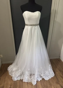 Moda Bella by Mary's Bridal 3Y701 White Tulle A-Line Wedding Dress Size 8 NWT - Picture 1 of 22