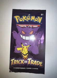 Neu Pokémon Karten TCG 1 Booster Pack Halloween Trick or Trade 3 Gengar Pikachu - Bild 1 von 2