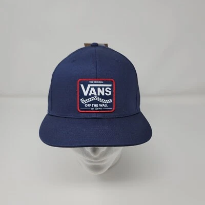Gorra Vans Snapback para hombre ajustable azul ala plana logotipo parche fuera de la pared OG Foto 1 de 4