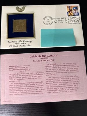 C.T.C St. Louis World's Fair 22k Gold & First Day of Issue US Postage Stamps - Image 1 of 4