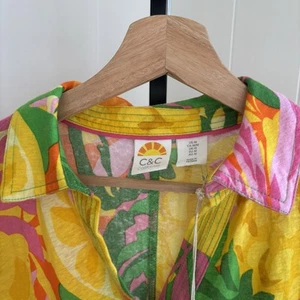 NWT C&C California Women's Med Yellow Linen Blend Cap Sleeve Collared Mini Dress - Picture 1 of 10