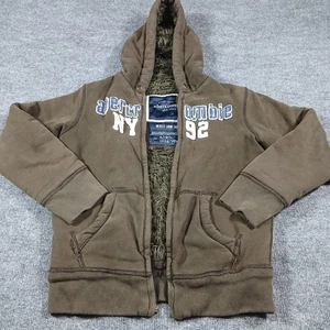 Abercrombie & Fitch Jacke Herren M braun Wolf Jaw Hoodie Sherpa Y2K Vintage hat Mängel - Bild 1 von 12