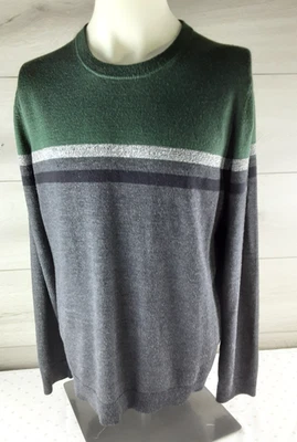 Men's Sweater- Long Sleeve- APT 9- Seriously Soft- L- Gray/ Green- Crew Neck - Image 1 of 4