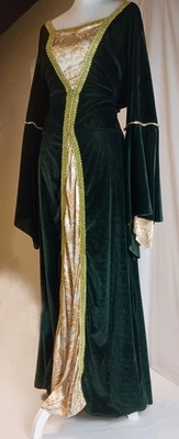 Renaissance Costume Dress Women's M/L, Sleeve/Front Inserts, Beaded Bag - Image 1 of 4