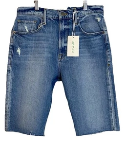 Bermudas Frame Le Vintage Talla 28 Mirada Sand Dobladillo Crudo Envejecido Nuevo con Etiquetas - Imagen 1 de 8