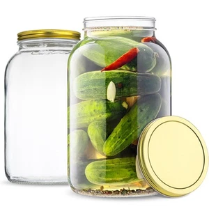 1 Gallon Glass Jar with Lid - Large Mason Jar Wide Mouth- Pickling, Storing, ... - Picture 1 of 7
