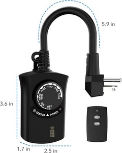 HBN Temporizador de Luz Exterior con Control Remoto, Sensor de Luz Impermeable Temporizador - Imagen 1 de 7