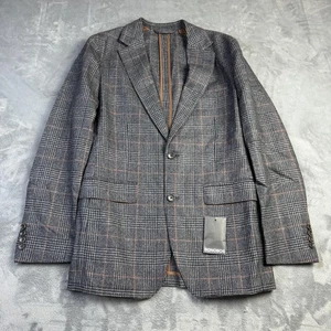 Bonobos Blazer Mens 40L Gray Plaid Slim Fit Wool Blend Italian Fortex Jacket - Picture 1 of 17