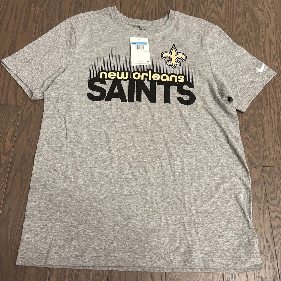 Nike NEW ORLEANS SAINTS Gray Essential Short Sleeve Shirt Large