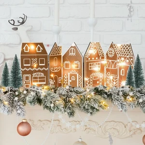 Foldable Christmas Gingerbread House Tabletop Decoration with LED String and ... - Bild 1 von 6