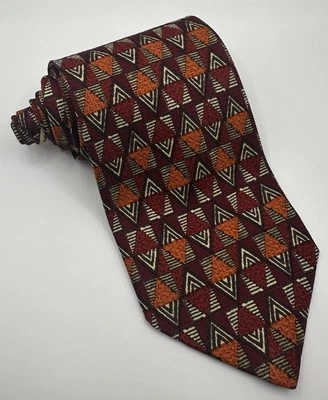 ERMENEGILDO ZEGNA Men's Tie Silk ITALY Geometric Red White Special Edition. D2 - Image 1 of 2