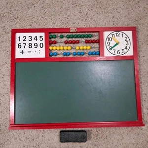 Vtg. 1950's BRIO Chalkboard Abacus Wood Beads & Clock Children's Play School... - Picture 1 of 16