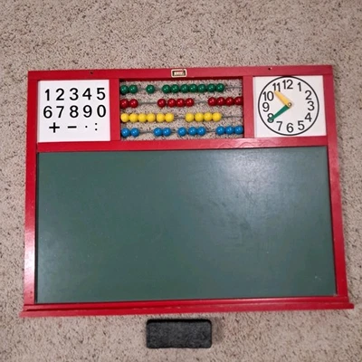 Vtg. 1950's BRIO Chalkboard Abacus Wood Beads & Clock Children's Play  School... - Image 1 of 4