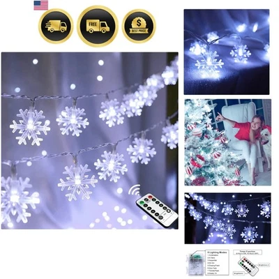 Christmas Snowflake String Lights 20FT 40 LED Fairy Lights with Remote Waterp... - Image 1 of 4