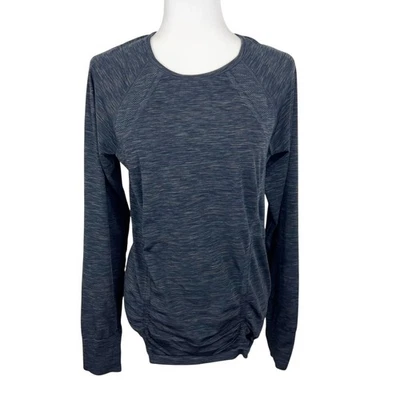 Camisa Athleta Mujer Extra Grande Gris Manga Larga Elastizada Ropa Activa Acanalada Top Foto 1 de 4