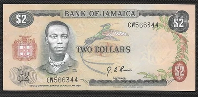 Jamaica 2 Dollars 1960 - ( 1970 )  UNC Banknote - Image 1 of 2