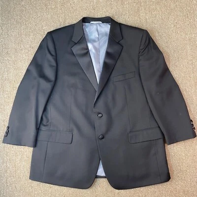 Куртка мужская смокинг Petrocelli 43S черная на 2 пуговицах с вырезом лацкан атласная и 100% шерсть - Изображение 1 из 4