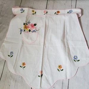 Romantic Applique Embroidered Italian Floral Apron - Waist Tie Flowers Kitsch - Picture 1 of 10