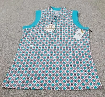 TAIL White Label Top Womens LARGE- Sleeveless -Floral TULIP GARDEN- GOLF TENNIS - Imagem 1 de 4