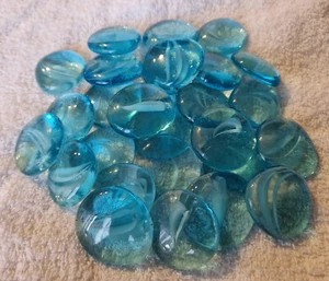 Glassteine, Nuggets, ca. 25 Stck., ca. 4cm Durchmesser, gebraucht aus Nachlass - Bild 1 von 1
