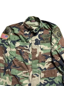 USGI US Military Army BDU Woodland Infantry Shirt Patched Medium Short Airborne - Picture 1 of 8