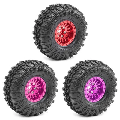 4PCS Alu 1.0" Beadlock Wheel Rims &Tires for Traxxas 1/18 TRX4M 1/24 SCX24 AX24 - Image 1 of 4