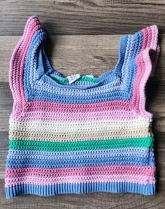 GAP KIDS CROTCHET TOP GIRLS SIZE XS MULTI COLOR KNIT TANK - Picture 1 of 4
