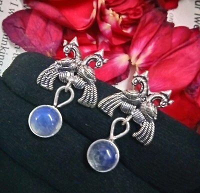 Pendientes de gancho boho enchapados en plata de ley 925 con piedras preciosas de opalita lechosa de 1 pieza Foto 1 de 2