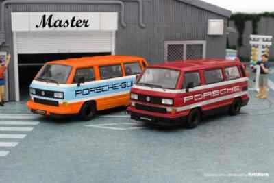 Master 1:64 Porsche B32 y VW T3 Multivan 1985 Van Gulf Hoppy modelos de coches diecast Foto 1 de 4