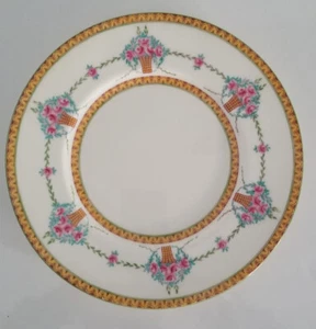 Antique Mintons England Pink Roses Blue Enamel Plate D 10” - Picture 1 of 7