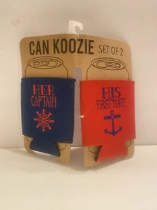 Ship Boat Captain & First Mate Nautical Can Koozies - Picture 1 of 3