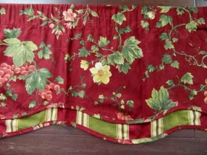 Waverly Fairfield Chianti Floral Red Cabernet Grapes Floral Striped Valance - Picture 1 of 11