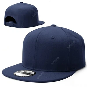 Snapback Hat Flat Baseball Cap Trucker Solid Plain Blank Men Hip Hop Army CS - Picture 1 of 90