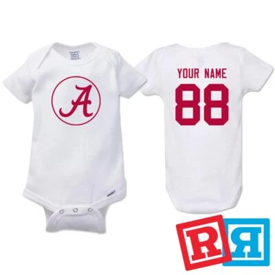 Personalized Alabama Crimson Tide Gerber Baby Onesie® Cotton Custom Bodysuit - Image 1 of 4