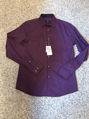 NWT Stone Rose Men’s Red Navy Long Sleeve Button Front Shirt Size 3 Medium Slim - Image 1 of 4