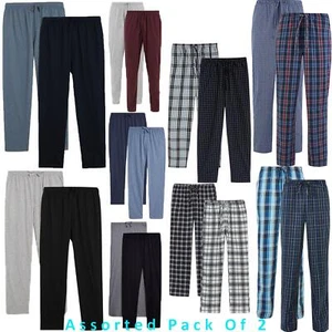 2 Pack M&S Mens Pyjama Bottoms Check Brushed Fleece Cotton Flannel Trousers PJ - Picture 1 of 3