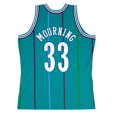 Alonzo Mourning Mitchell & Ness Swingman Charlotte Hornets 1992-93 Jersey - Teal Cover