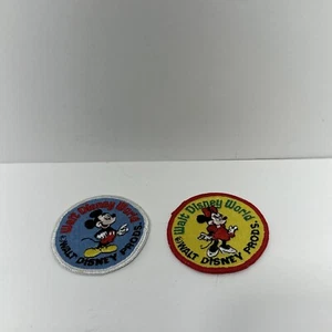 Vintage 1980er Walt Disney World Park Mickey & Minnie Mouse 2 Aufnäher - Bild 1 von 10