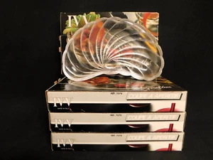 4 ITALIAN GLASS PLATES Salad Fruit IVV SPIRAL LINE Handmade Set 4 Retro 70's - Picture 1 of 12