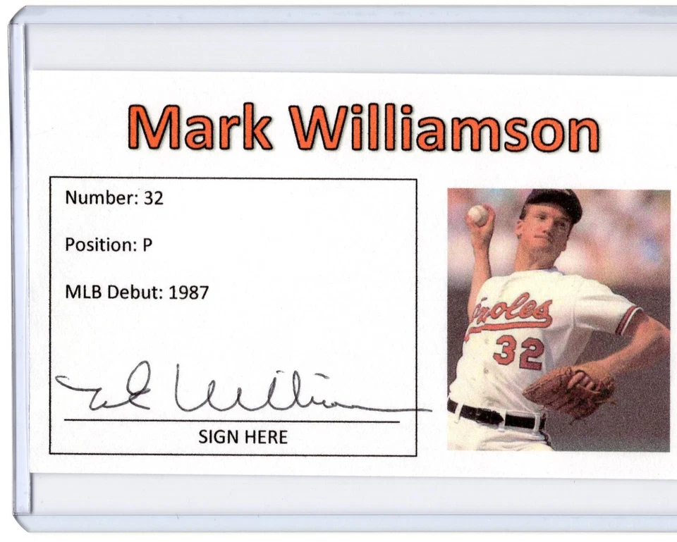 MARK WILLIAMSON MLB Orioles Auto Autographed Signed 3x5 Index Card C - Image 1 of 1