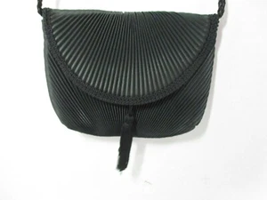 LaBagerie Paris Jean Marlaix Black Silk Evening Bag Purse Clutch /Strap Fan Fold - Picture 1 of 12