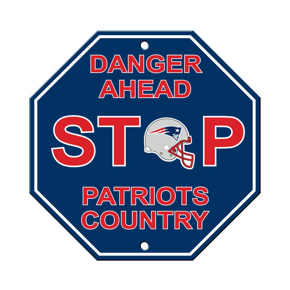 New NFL England Patriots Home Office Bar Decor STOP Sign 12" X 12" Made in USA - Image 1 of 1