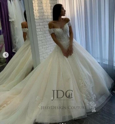 Vestido de novia de encaje brillante de lujo vestido de novia corsé con cuentas talla grande NUEVO Foto 1 de 4