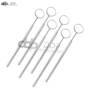 Paquete de 6 piezas de espejo de inspección dental dental de acero inoxidable #5 con mango - Imagen 1 de 3